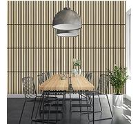 GOODS EMPORIUM Wood Panels for Walls - 4 Pack Slat Wall Panelling | MDF Wall Cladding Panels | 3D Acoustic Wooden Planks Decorative Slats Feature Wall (Oak)