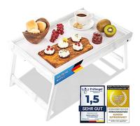 GOODS+GADGETS® Bamboo Bed Tray with Foldable Legs - Breakfast Serving | Foldable lap desk & laptop table for bed or sofa - 50x30x22 cm, stores flat at just 6 cm