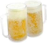 GOODS+GADGETS Beer Mug for Freezing: Frozen Mug ice Mug Cooling Mug 0.4 Litre 400 ml Drinking Glass with Cooling Battery for Permanently iced Drinks (2 Beerglasses)
