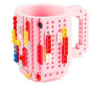 GOODS+GADGETS Build on Brick Mug Building Blocks Coffee Mug - Building Blocks Mug Coffee Mug 350ml (Pink)