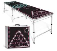 GOODS+GADGETS Foldable Beer Pong Table Set - incl. 100 red cups & 6 table tennis balls - Beer Pong Table Height-adjustable & scratch-resistant - Perfect for any party (Neon)