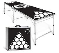 GOODS+GADGETS Foldable Beer Pong Table Set - incl. 100 red cups & 6 table tennis balls - Beer Pong Table Height-adjustable & scratch-resistant - Perfect for any party (Black & white)