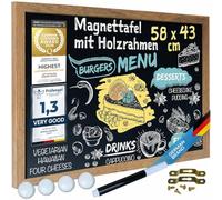 GOODS+GADGETS® Magnetic Chalkboard with Wooden Frame - 43 x 58 cm | Wall chalkboard for kitchen, hallway & café - includes chalk pen, 4 magnets & mounting material