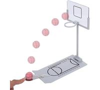 GOODS+GADGETS® Mini Basketball Tabletop Game with 6 Balls & LED | Metal court with printed markings, spring launcher, foldable design - ideal desk toy & gift for basketball fans