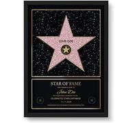 GOODS+GADGETS® Personalized Hollywood Walk of Fame Star Certificate, Wooden Frame