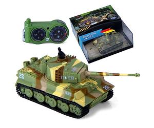 GOODS+GADGETS® RC Tank German Tiger I 1:72 - Battle Set of 2 | 2 mini RC tanks with remote controls, shooting function, sound & light - ready to battle straight out of the box