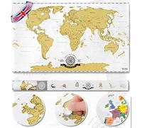 GOODS+GADGETS® Scratch off World Map XXL 82x45 cm - Gold Wall Art