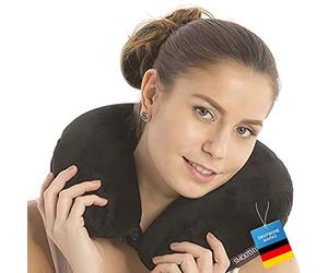 GOODS+GADGETS Smoothy Travel Neck Pillow with Micro Beads - Neck Cushion with Fleece Cover (Black)