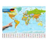 GOODS+GADGETS World Map XXL Poster, Glossy, 140x100cm | Pin-sharp 1:40,000,000 scale - 3D relief effect - Made in Germany - country flags & legend included