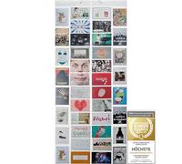 GOODS+GADGETS® XXL Photo Curtain - 40 Pockets for 80 Photos, 55×150 cm | Hanging photo display & wall collage - fits 10×15 cm photos, postcards & cards - milky soft-filter look, no nails needed