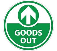 Goods out, arrow up, green sign - Self adhesive sticker (300mm x 300mm)