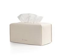 Goodsdeco PU Leather Tissue Box Cover Rectangle - Modern Tissue Box Holder Organaizer for House Office Bathroom Car, Pastel Organaizer (Beige),9.8 x 5 x 5 inches