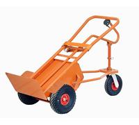 GoodsMan B Inflatables Powered Sack Truck, Industrial Grade, Steel, Hand Truck Trolley, Orange, 305mm Wheels, 137x61x101cm, 500kg Capacity