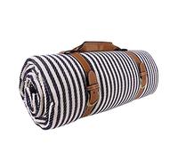 Goodsnetic Beach Blankets,79"x79"Oversized Picnic Blanket Waterproof Sandproof Beach Mat for 6-8 Adults, Large and Thick Picnic Blanket for Beach Mats or Family Outdoor Camping Parties,Blue&Grey