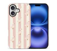 Goodsprout Case Compatible with iPhone 17, Girl Hybrid 2-Layer Hard Shell + Silicone Protective Case -Scratch-Resistant Shockproof - Pink Striped Bow Duck Swan