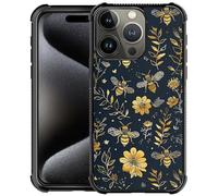 Goodsprout Compatible with iPhone 16 Pro Case,Vintage Yellow Bee Floral Amazing Pattern Design Shockproof Anti-Scratch Hard PC Back Case for iPhone 16 Pro