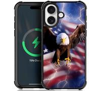 Goodsprout Compatible with iPhone 17 Case,for MagSafe Amazing Pattern Design Shockproof Anti-Scratch Hard PC Back Case for iPhone 17 Flying Eagle American Flag Lightning