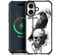 Goodsprout Compatible with iPhone nmasd Case,for MagSafe Amazing Pattern Design Shockproof Anti-Scratch Hard PC Back Case for iPhone nmasd Cross Skull Crow Moon