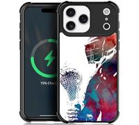 Goodsprout Compatible with iPhone nmasd Pro Max Case,for MagSafe Amazing Pattern Design Shockproof Anti-Scratch Hard PC Back Case for iPhone nmasd Pro Max Watercolor Lacrosse Player