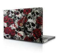 Goodsprout Computer Case for MacBook Air 15 Inch Black Release 2023/2025 Model Version of M2/M4 A2941/A3241 Hard Shell Case Bloodstained Skeleton Rose Colorful Pattern