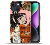 Goodsprout for iPhone 13/14 Case,Hybrid 2-Layer Hard Shell + Silicone Protective Case -Resistant Shockproof- Halloween Horror Pumpkin Witch Ghost Collage