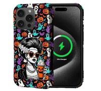Goodsprout for iPhone 15 Pro Case for MagSafe Non Slip Hard Shell Acrylic and Silicone Soft Shell Combination Phone Style 2-in-1 Halloween Zombie Girl Pumpkin Resurrect The Imp Pattern