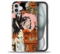 Goodsprout for iPhone 16 Case,Hybrid 2-Layer Hard Shell + Silicone Protective Case -Resistant Shockproof- Halloween Horror Pumpkin Witch Ghost Collage