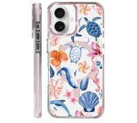 Goodsprout for iPhone 16 Plus Case,Compatible with MagSafe,The Transparent TPU Silicone Protects The Phone Case from Drops, Slips and Fingerprints.Ocean Holiday Vacation Whale Shark Flower Collage