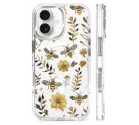 Goodsprout for iPhone 17 Case for MagSafe Case, Clear White with Shockproof Glossy Protective Phone Case Compatible with iPhone 17 Vintage Yellow Bee Floral Pattern