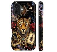 Goodsprout for iPhone 17 Case for MagSafe Non Slip Hard Shell Acrylic and Silicone Soft Shell Combination Phone Style 2-in-1 Mystic Jaguar with Tarot Occult Symbols Pattern