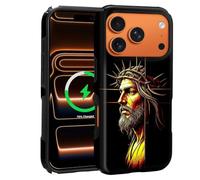 Goodsprout for iPhone 17 Pro Case for MagSafe Non Slip Hard Shell Acrylic and Silicone Soft Shell Combination Phone Style 2-in-1 Jesus with Crown of Thorns Behind Cross Pattern