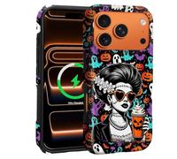 Goodsprout for iPhone 17 Pro Case for MagSafe Non Slip Hard Shell Acrylic and Silicone Soft Shell Combination Phone Style 2-in-1 Halloween Zombie Girl Pumpkin Resurrect The Imp Pattern