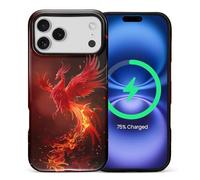 Goodsprout for iPhone 17 Pro Max Case for MagSafe Glossy Hard Shell Acrylic and Silicone Soft Shell Combination Phone Style 2-in-1 Red Phoenix Creature Legend Flame Pattern