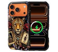 Goodsprout for iPhone 17 Pro Max Case for MagSafe Non Slip Hard Shell Acrylic and Silicone Soft Shell Combination Phone Style 2-in-1 Mystic Jaguar with Tarot Occult Symbols Pattern