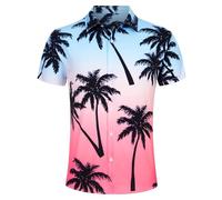 Goodstoworld Hawaii Shirt Men Pink 3D Printed Funny Ugly Blue Rave Loud Funky Bad Taste Shot Casual Summer Crazy Stag Shirt Holiday Party, XXL