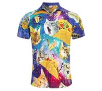 Goodstoworld Hawaii Shirts Mens Taco Cat 3D Printed Casual Funny Funky Stag Bright Ugly Holiday Summer Bad Taste Crazy Shirt Rave Gifts, L