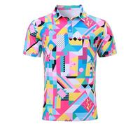 Goodstoworld Mens Polo Shirts Short Sleeve 3D Printed Irregular Shapes Collared Polos Regular Fit Casual Summer Golf Polo Shirts Dating Vacation Parties Tops M