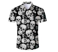 Goodstoworld Mens Shirts Skeleton Skull Ugly Stag 3D Printed Hawaii Funny Black Funky Loud Rave Casual Crazy Loud Bad Taste Summer Shirt Gifts, M