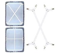 GOODTIMES Premium Bed Sheet Fasteners, 2 Pcs Adjustable Crisscross Fitted Sheet Band Straps Grippers Suspenders Corner Holder Elastic Heavy Duty for All Bedsheets Fitted Sheets Flat Sheets Long Type