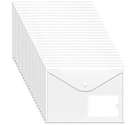 GoodtoU A5 Plastic Wallets Clear - 24 Pcs Popper Wallet Document File Folder with Press Stud for School Office Travel Storage