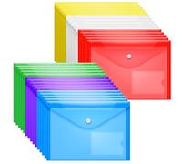 GoodtoU A5 Plastic Wallets with Popper 30 Pcs Assorted Colours A5 Folder Plastic Folders Document Files Wallets for School Office Organization Stationery Supplies