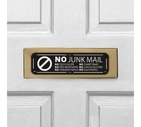 Goodvia 2x No Junk Mail Sticker for Letterbox 6.3x1.77inches Metal Aluminum Sign Self Adhesive for Front Door Wall Signs Rust Free UV Resistant and Waterprooff