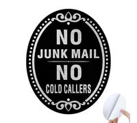 Goodvia No Cold Callers Sign or Junk Mail for Front Door Aluminum Brushed Self Adhesive Elliptical 150x120mm Waterproof Non-rusting for Front Door or Letterbox Black x1
