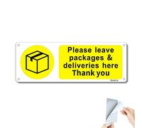 Goodvia Parcel Box Sign Self Adhesive Metal Aluminum Reflective 25x9cm, Please Leave Package & Deliveries Here Thank You for Indoor and Outdoor Waterproof and Durable