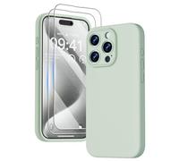 GOODVISH 3 in 1 Case for iPhone 15 Pro Case, [2X HD Screen Protector][Upgraded Camera Protection]Shockproof Liquid Silicone Soft Microfiber Lining Smooth Protective Phone Case Cover 6.1", Grass Green