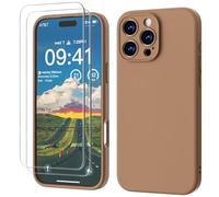 GOODVISH 3 IN 1 for iPhone 16 Pro Case 6.3 inch, Upgraded Camera Protection, 2X HD Screen Protector, Liquid Silicone Anti-Scratch Shockproof Gel Rubber Anti-Fingerprint Phone Case Cover, Desert