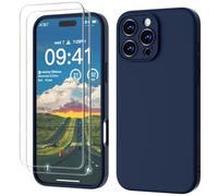 GOODVISH 3 IN 1 for iPhone 16 Pro Case 6.3 inch, Upgraded Camera Protection, 2X HD Screen Protector, Liquid Silicone Anti-Scratch Shockproof Gel Rubber Anti-Fingerprint Phone Case Cover, Navy Blue