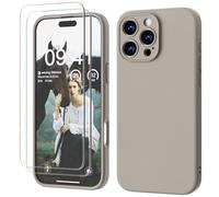 GOODVISH 3 IN 1 for iPhone 16 Pro Max Case 6.9 inch, Upgraded Camera Protection, 2 Pack HD Screen Protector, Liquid Silicone Anti-Scratch Shockproof Gel Rubber Non-Fingerprint Phone Case, Space Grey