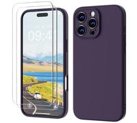 GOODVISH 3 IN 1 for iPhone 16 Pro Max Case 6.9 inch, Upgraded Camera Protection, 2 Pack HD Screen Protector, Liquid Silicone Anti-Scratch Shockproof Gel Rubber Non-Fingerprint Phone Case, Berry Purple