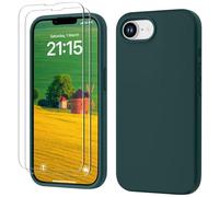 GOODVISH 3 IN 1 for iPhone 16e Case Liquid Silicone 2025 with 2 HD Screen Protector, Full Body Protective Cover Anti Slip Slim Gel Rubber Soft Microfiber Lining iPhone 16e Phone Case, Dark Green